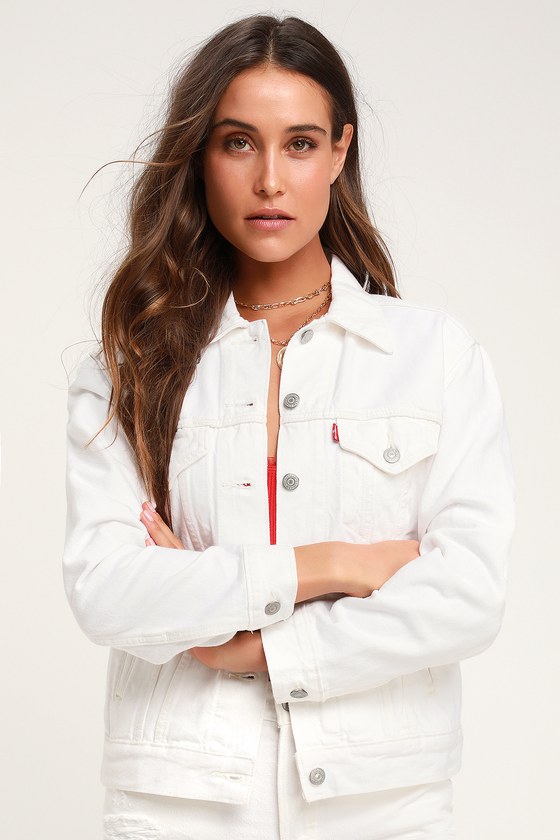 Womens Denim White Jacket Ladies Long Sleeve Regular Fit Coat All Sizes UK  | eBay